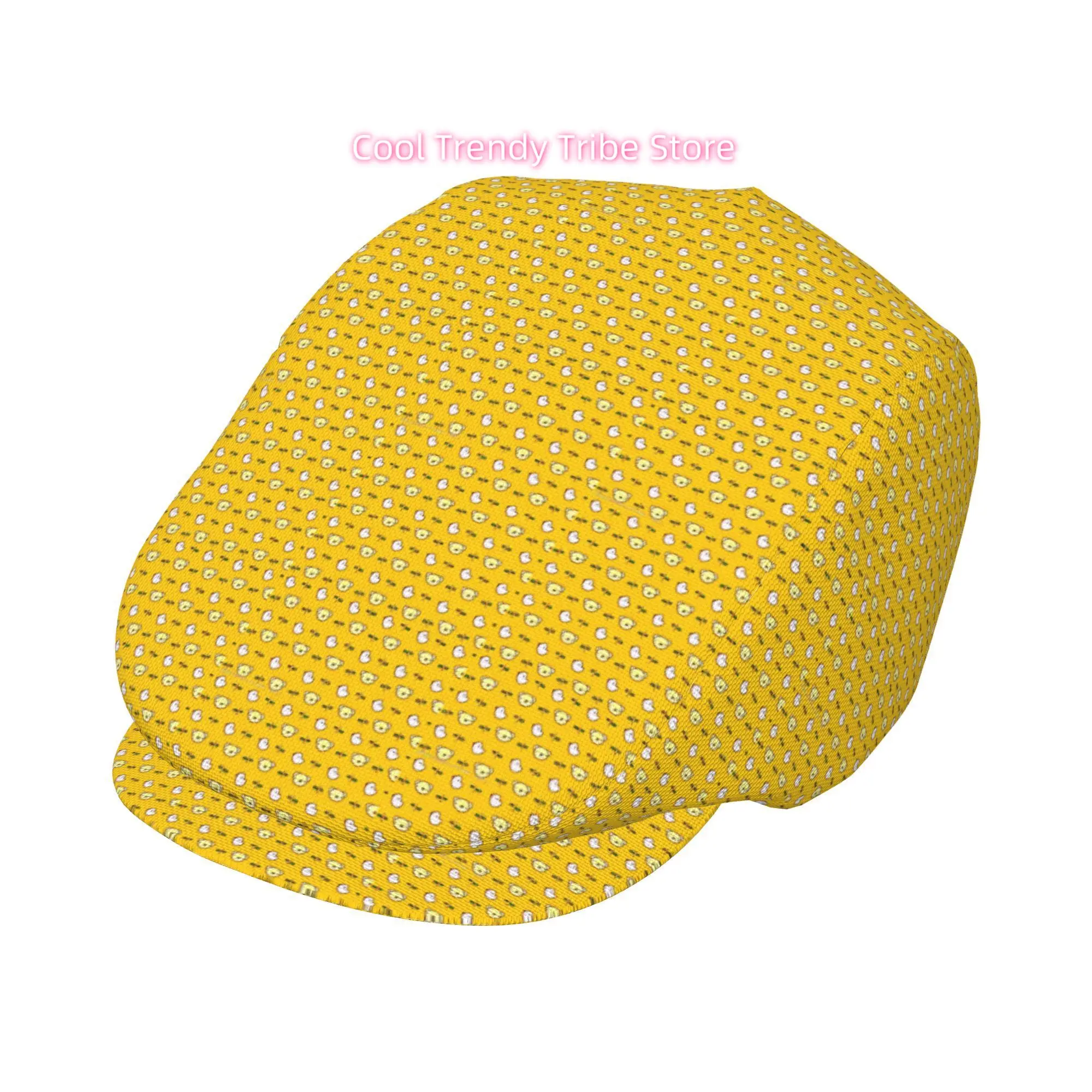 1pc Golden Bear and Chick All-over printed beret,  newsboy cap, unisex, a must-have fashion accessory for outdoor leisure activi