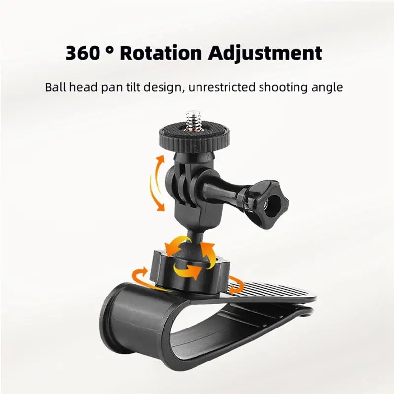 B31B Action Camera Car Sun Visor Mount Bracket for DJI Action 4 X3, 1/4 Inch Adapter Car Clip