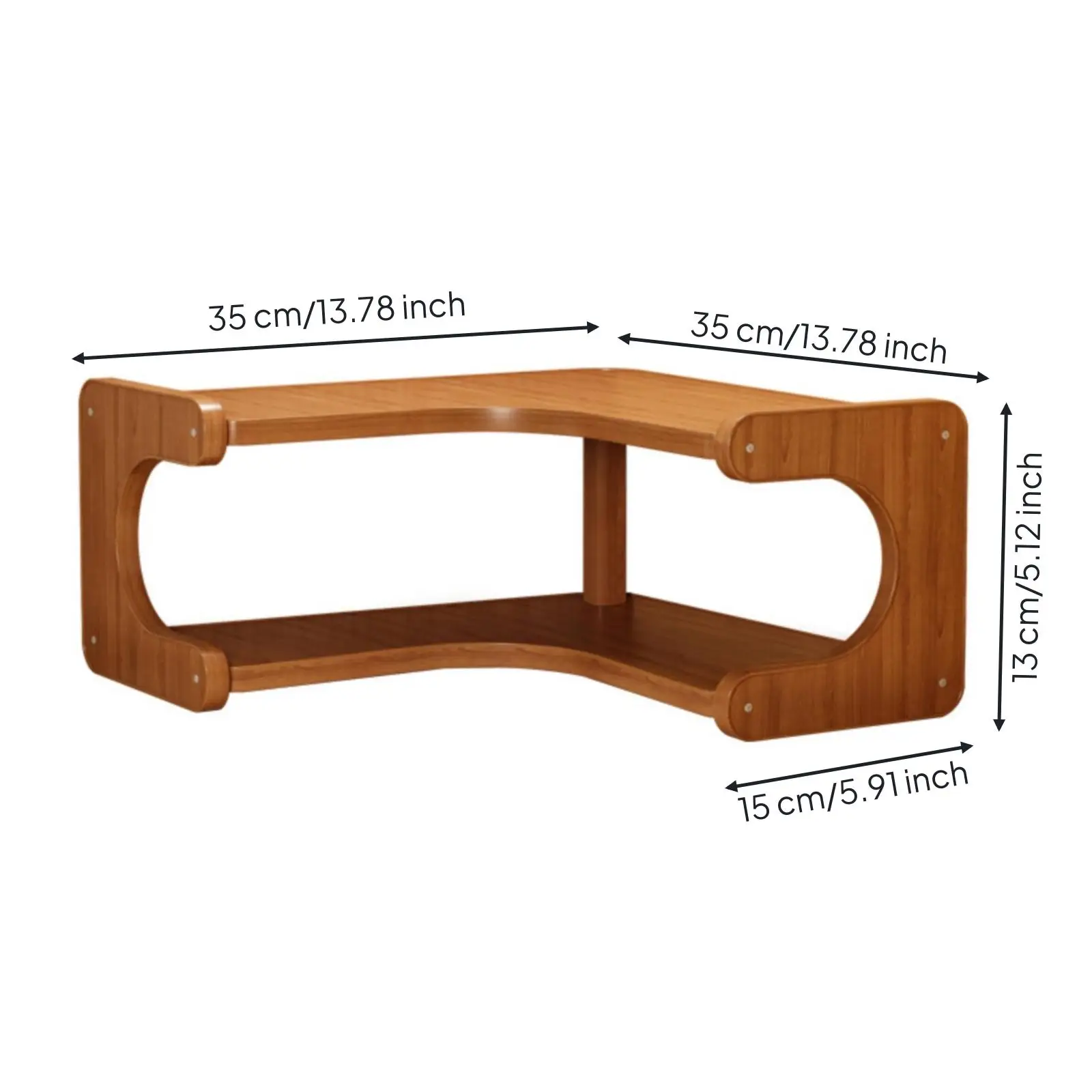 Corner Storage Shelf Solid Wood Tabletop Rack with Rounded Edges for Counter Desk Organization