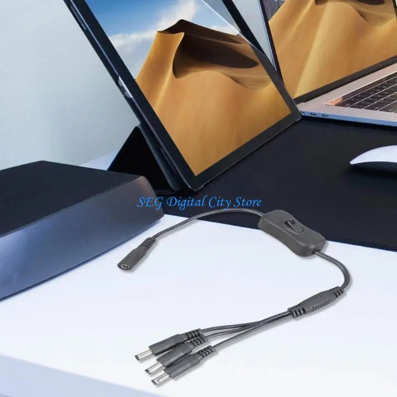 

U75B DC5521 Y Splitter Power Extension Cable 5.5x2.1mm Female to Three Male Switcher for CCTV and LED 37CM