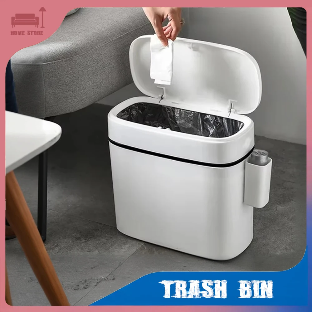 10/12L Trash Bin Kitchen Trash Can Large Capacity Waterproof Waste Bin Push Type for Kitchen Bathroom Garbage Bins Dustbin