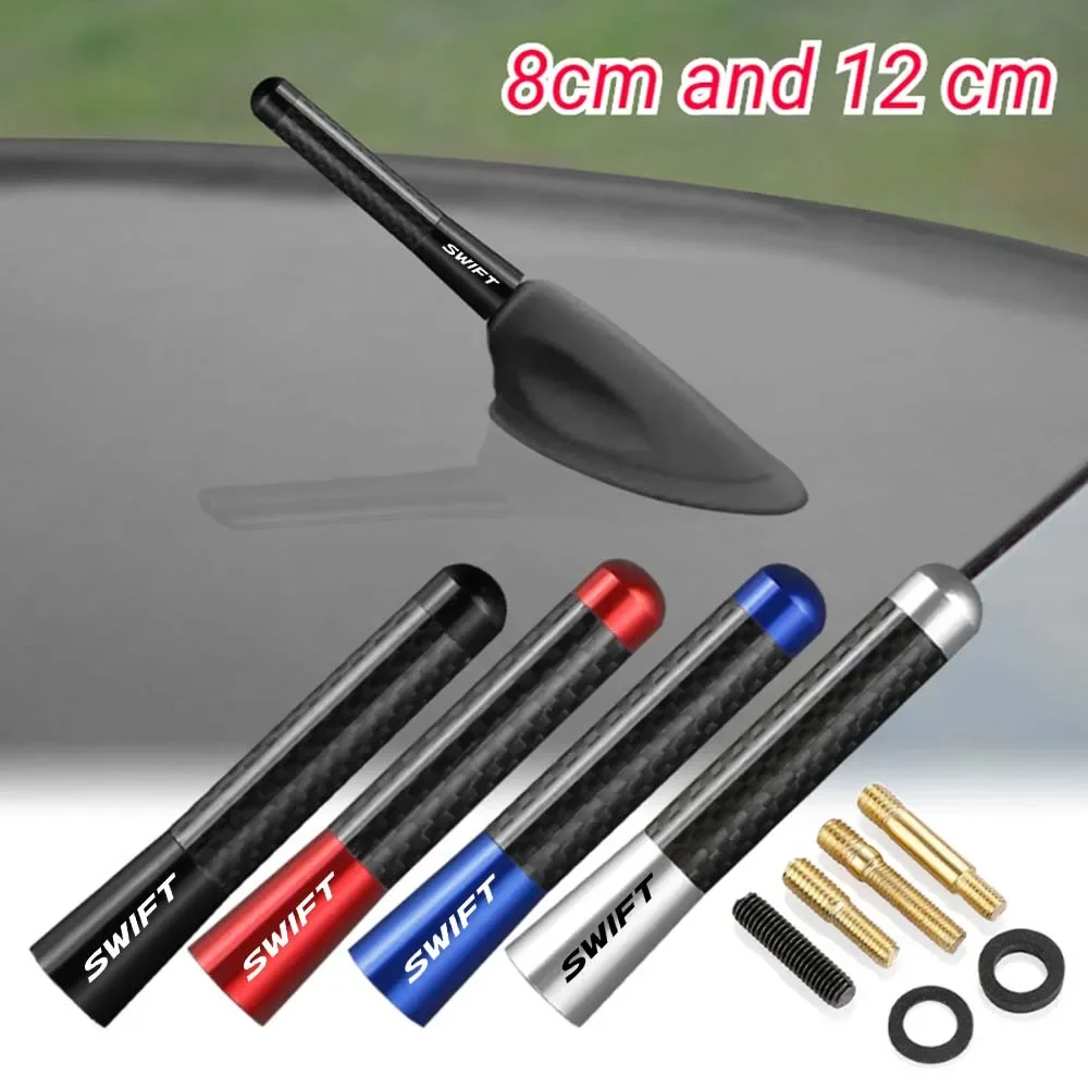 8CM 12CM Carbon Fiber Car Antenna Roof for Suzuki Swift Logo Vitara Jimny Samurai Enhanced Signal Aerial Accessories Universal