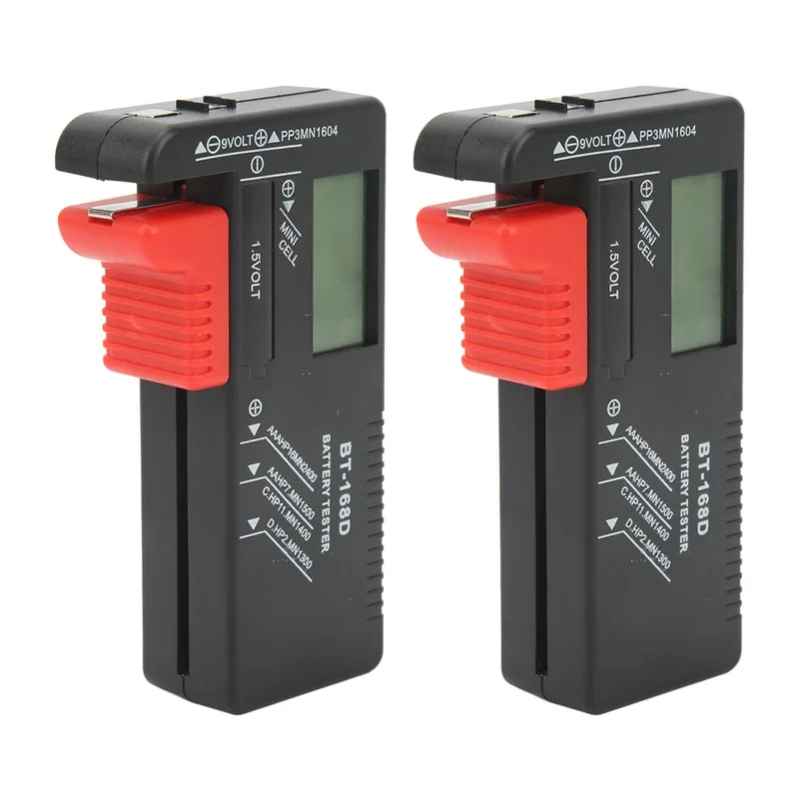 2Pcs Battery Checker Capacity Tester Meter Digital Display Tool For AA AAA 9V 1.5V