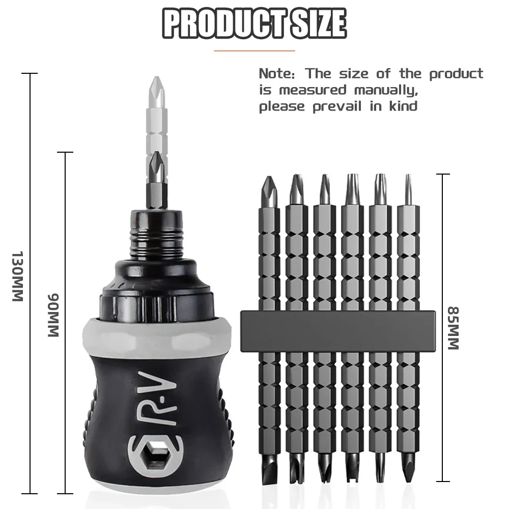 13-in-1 Portable Ratchet Screwdriver Rotary Handle Set Detachable Multi-shaped Short Handle Cross Triangular Head Repair Tool