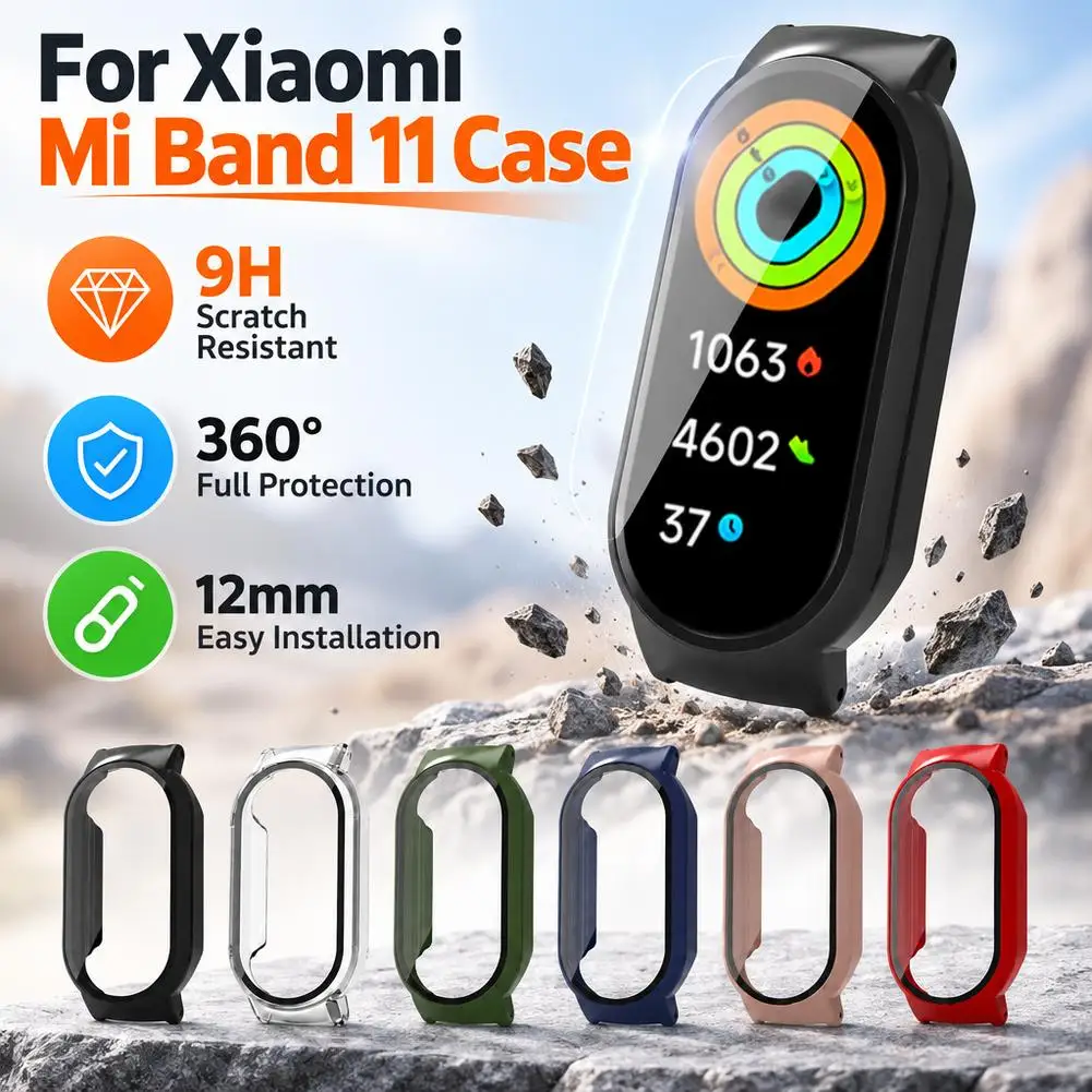 Integrated Case with Screen Protector for Xiaomi Band 11/11 NFC Case and Screen Protector Hard PC Bumper Shell Accessories