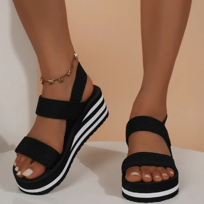 2025 New Women Leisure Sandals Summer Wedges Shoes Soft EVA Sole Light Weight Slingback Style Female Daily Walking Sandalias