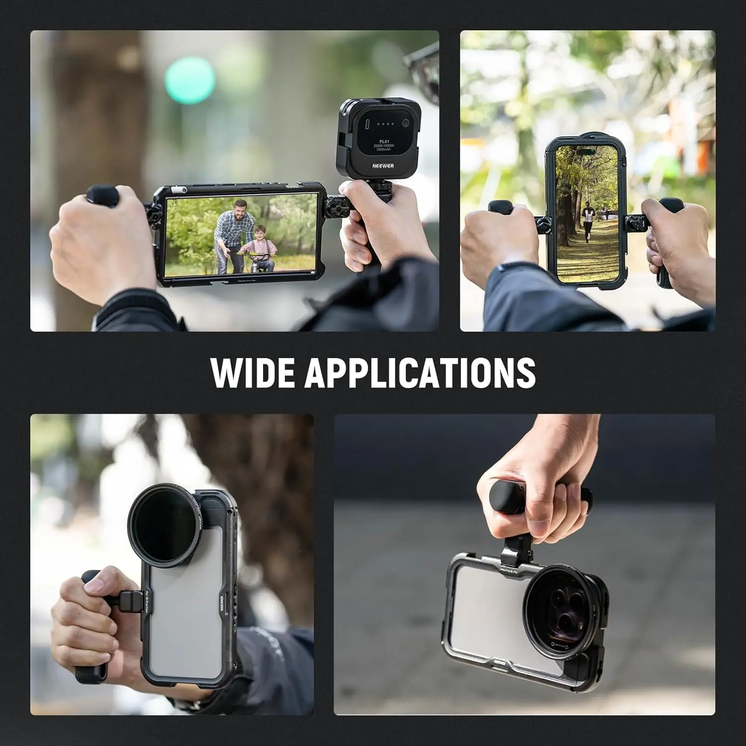 NEEWER PA045E Seitengriff mit Bluetooth-Fernauslöser für NEEWER 2. Generation Handyhalterung für iPhone 15 Pro/15 Pro Max S24 Ultra – Detail 7