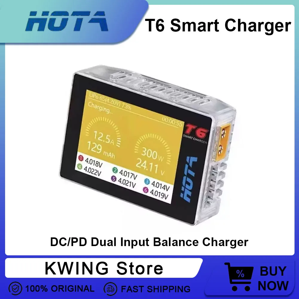 

HOTA T6 300 Вт 15 А Зарядное устройство LiHv Lipo NiMh Li-ion Ni-Cd Цифровое RC Зарядное устройство 1-6S Lipo Balance Зарядное устройство Разрядник PD 90 Вт 5A