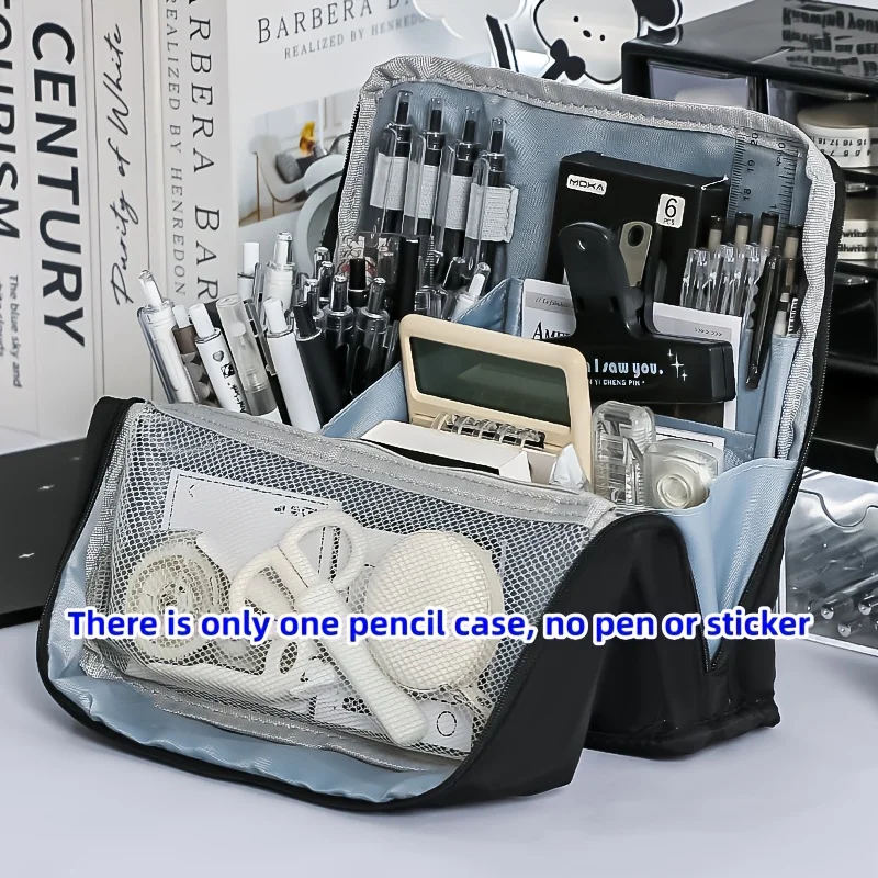 Washable Pencil Case Organizer, Large Capacity Multi Compartment Mesh Pocket Storage Bag for School Office Travel, Unisex Gift