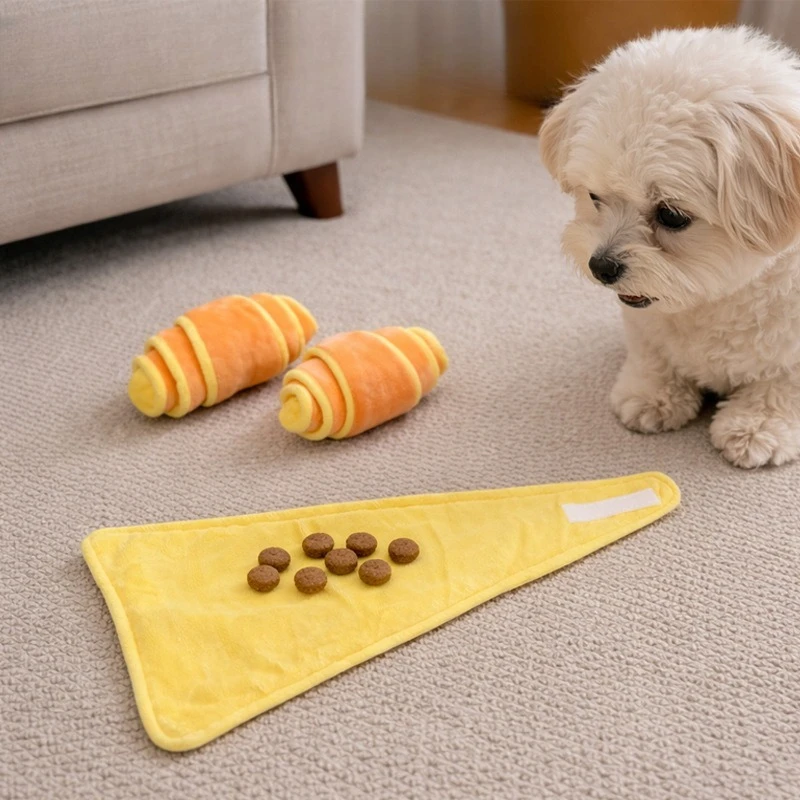 1PC Dog Toy Plush Croissant Soft Play for Small Medium Pet S