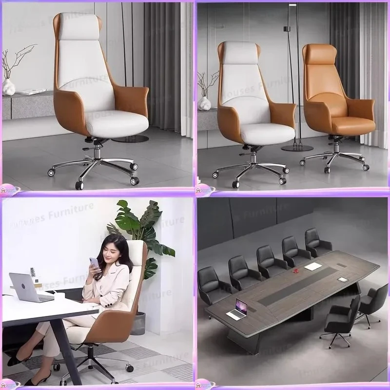 Chesterfield Leather Office Chair Ergonomic Swivel Executive Desk Chair High Back Comfortable Reception Waiting Room