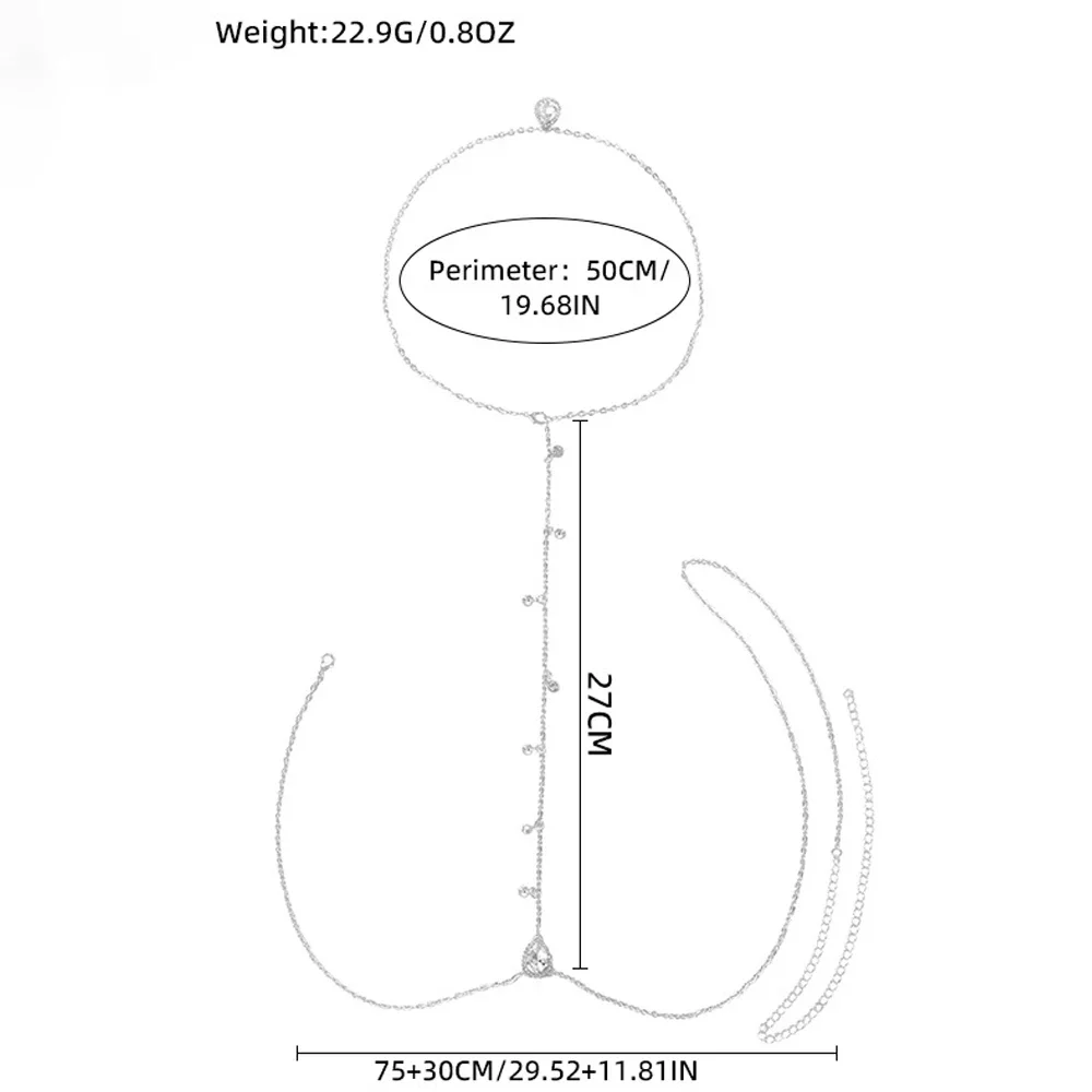 Fashion Water Drop Back Chain Dress Wedding Body Accessories Gift Sexy Crystal Bridal Backless Necklace Top for Women Adjustable