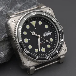 New Square 20ATM Waterproof Diver Watch Cases 38mm Bezel Insert Stainless Steel Case Sapphire Glass C3 Luminous Watch for Men