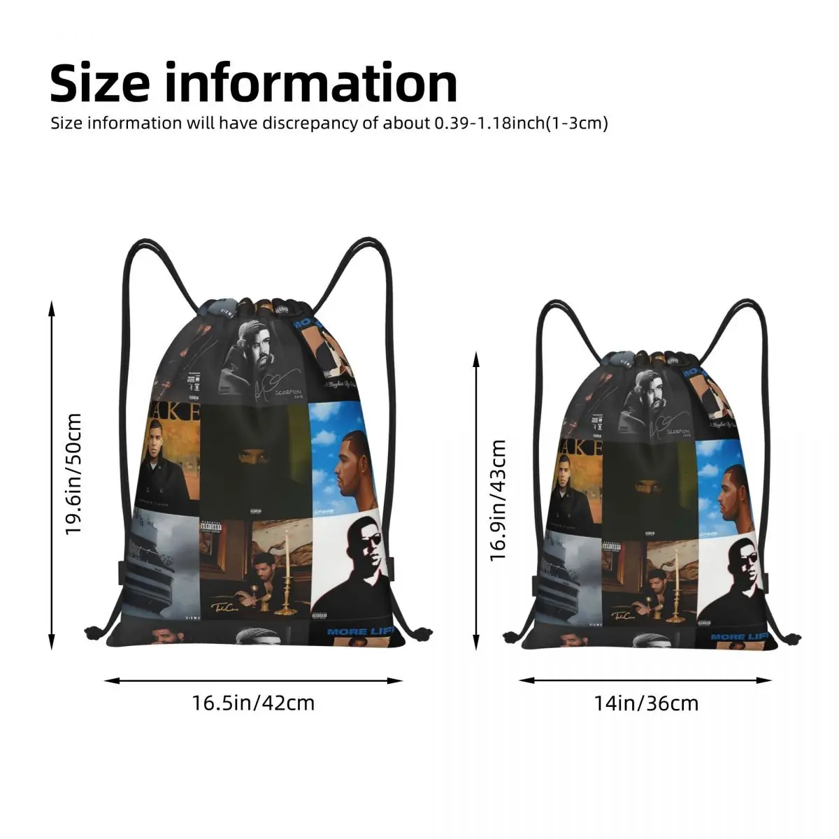 Music Drake Vintage Album Drawstring Bags Sports Backpack Gym Sackpack String Bags for Cycling