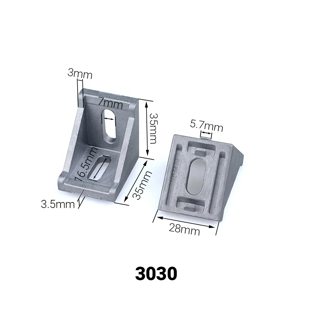 3D High Quality 3030 Series Cast Corner Bracket Fittings Angle Connector for V-Slot T-Slot Aluminium Profiles