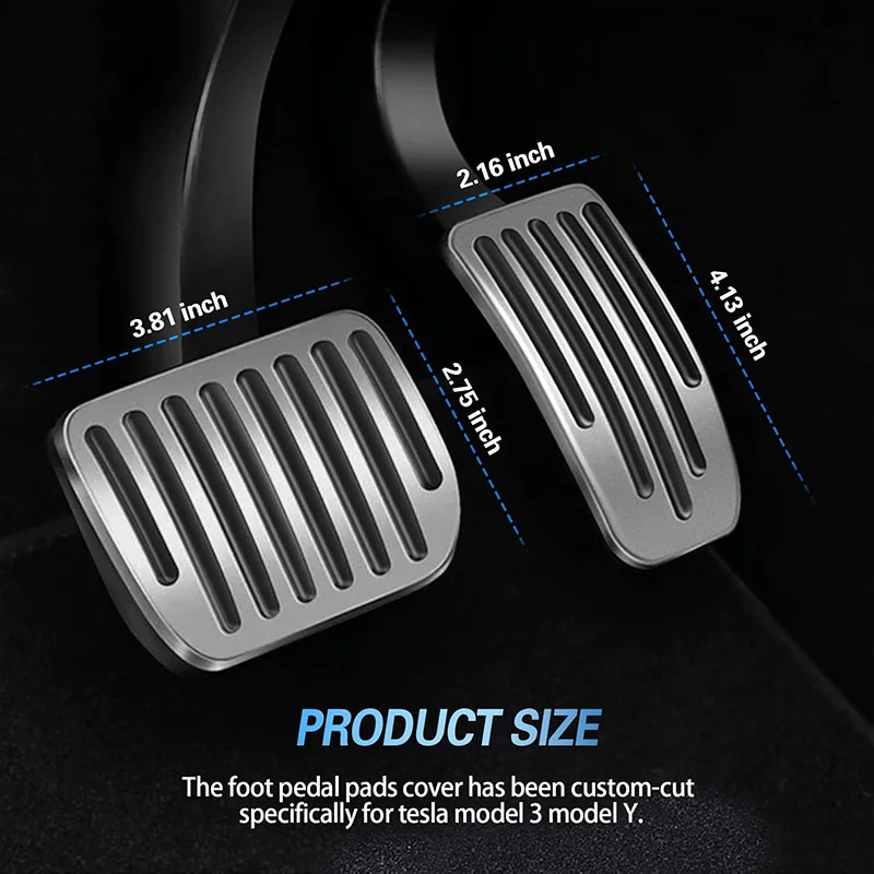 Foot Pedal Pads Covers for Tesla Model Y 2021-2024 Model 3 2021-2024 Highland Accessories Non-slip Aluminum Alloy Foot Pedal Pad