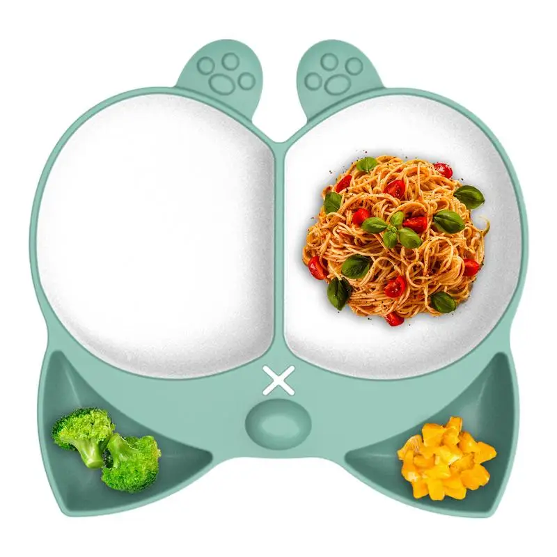 Baby Suction Plate Non-Slip Silicone Baby Food Tray With Divides Non-slip Kid Dinnerware For Home Outing Traveling Restaurant