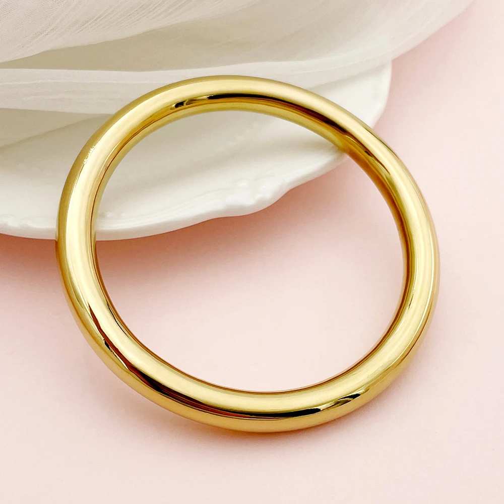 

May@RZ Simple Chinese Style Stainless Steel Bracelet 14K Gold Plated Women's Jewelry Fashion Daily Wear Bracelet