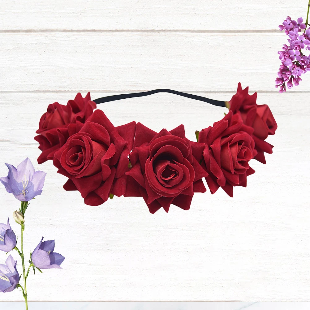 

Hair Ribbons Rose Headdress Bridal Headband Headwear Party Hoop Bride