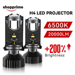 Y6D H4 LED Projector Headlight Bulbs Bi LED Lens Projector with Fan H4 Mini Projector Lens Headlight Automobile Hi Lo Beam Bulb