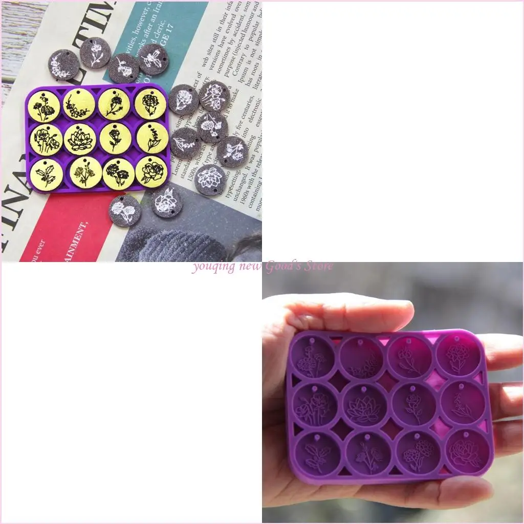 

57QA силиконовая форма для ювелирных изделий для 3D сережек и подвесок с цветочным рисунком с гибким прочным дизайном для