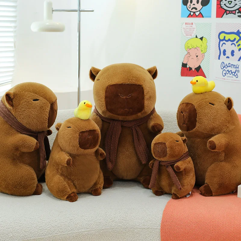 Capybara Plush Toy Set Mommy with 4 Little Capibaras Capibala Plushie Dolls Stuffed Animal Pillow Turtle Backpack Car Decor