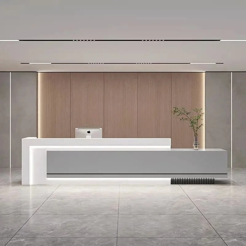 

Современная простая стойка регистрации, краска для выпечки, компания, вестибюль отеля, шкаф для приема, бар, касса, страница Rezeption, мебель Theke