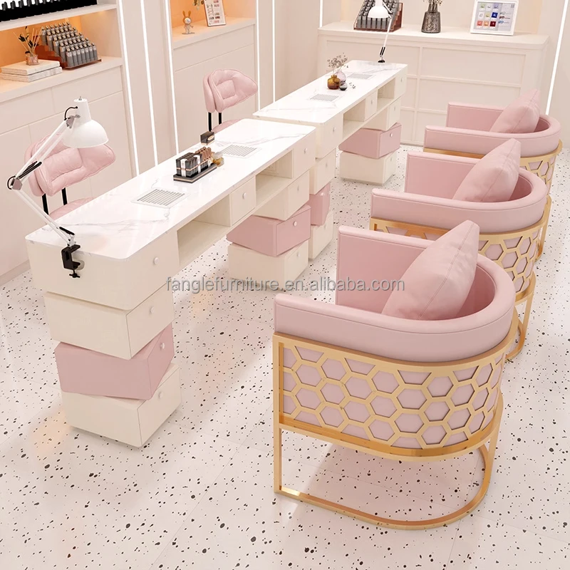 Modern High Quality Luxury Salon Furniture White Wooden Manicure Desk with Nail Table for Beauty Salons Professional Nail Tech