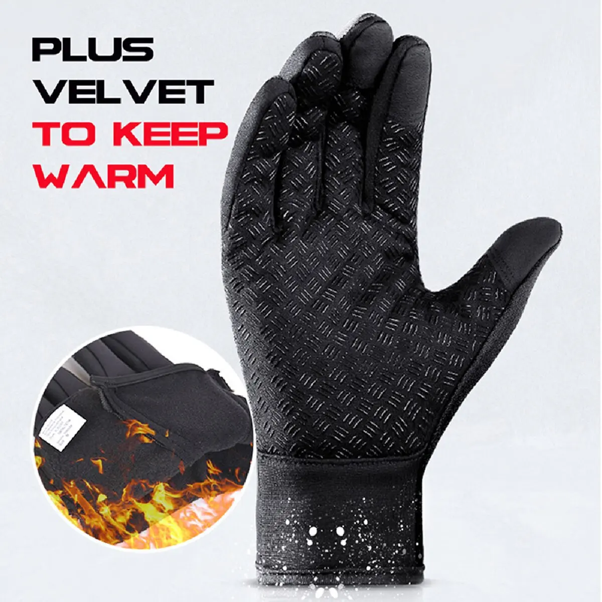 Winter Gloves For Men Waterproof Windproof Cold Gloves Snowboard Motorcycle Riding Driving Warm Touchscreen Zipper Glove