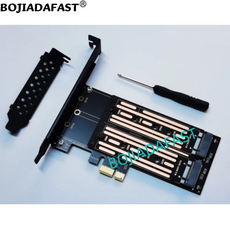 PCI Express X1 PCI-E 3.0 1X To Dual 2 M.2 NGFF B-Key 2280 22110 M2 SATA SSD Adapter Card