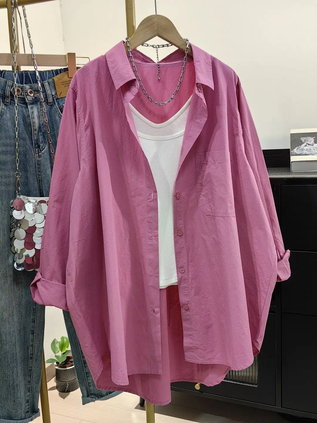 

Женская рубашка-кардиган больших размеров (до 300 фунтов) с цветочной вышивкой, длинным рукавом, в корейском стиле, синяя, летняя