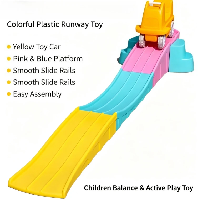 Kindergarten three-stage scooter Children's sensory integration training slide Plastic track Toy car Outdoor sports equipment