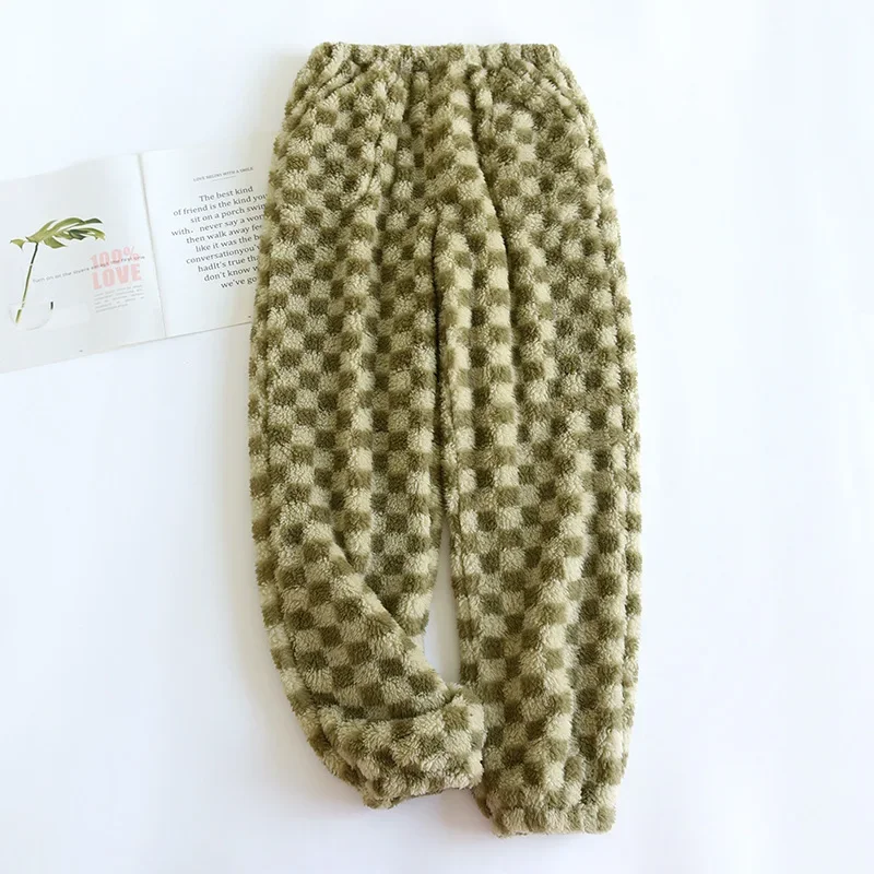 2025 Autumn/Winter New Couple Coral Fleece Sleeping Pants Men's and Women's Plush Thickened Pants Flannel Home Pants Bottoms