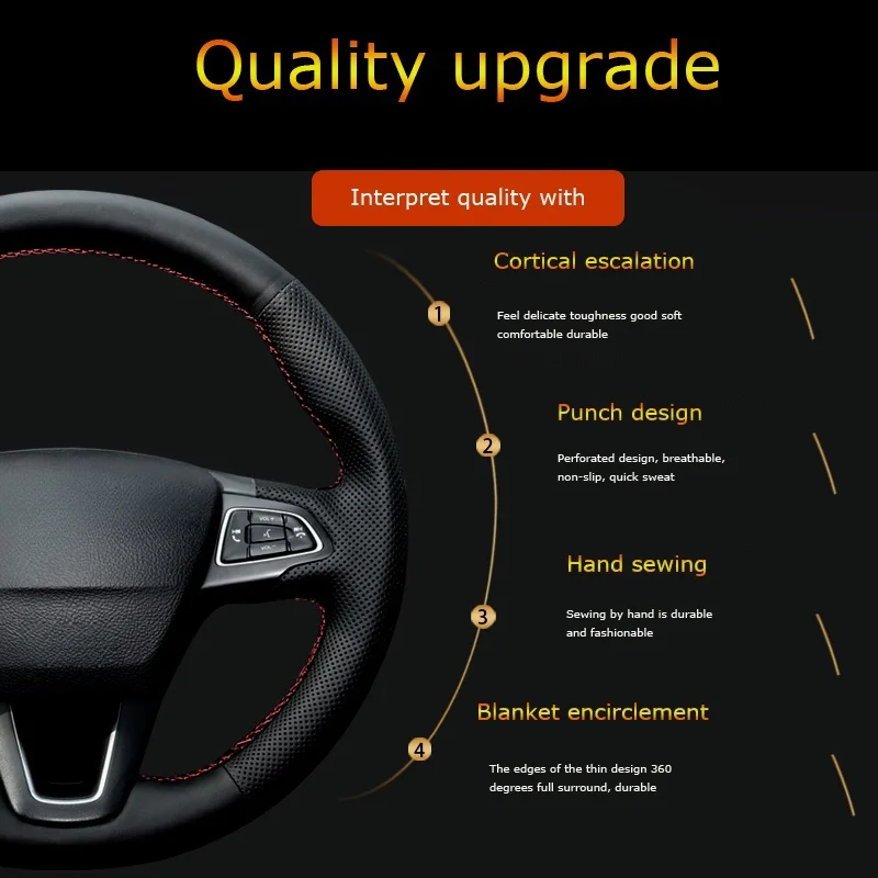 DIY Car Steering Wheel Cover Non Slip Perforated Leather For CHANGAN 2nd Gen CS55 Plus UNIK UNIV CS75 Plus Car Accessories