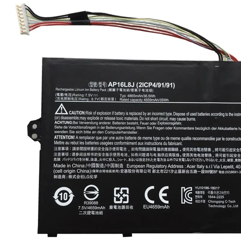 7.5V 36.5WH Laptop Battery AP16L8J for ASUS Swift 5 SF514-52T 53T 51 SP111-31 32 33 34 N17W3