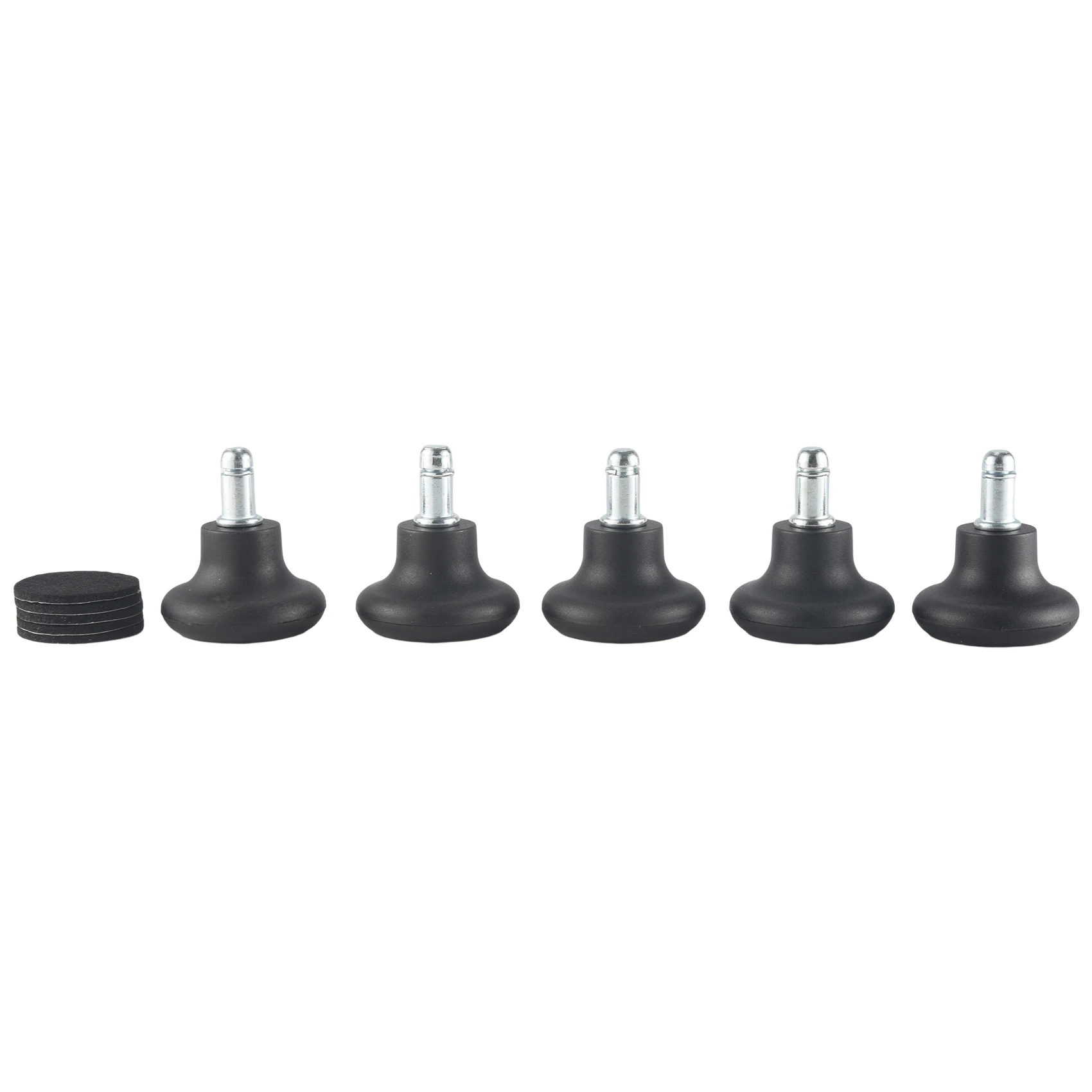 Paquete de 5 deslizadores de campana para silla de oficina sin ruedas, ruedas giratorias de repuesto para silla rodante, ruedas fijas estacionarias