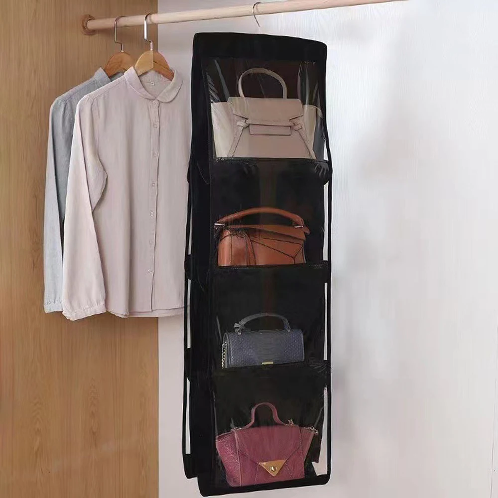 Double-Sided Hanging Bag Storage with Six Layers Transparent Bedroom Closet Organizer Dust Bag for Home Organization image 4