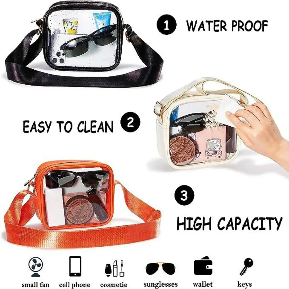 New Transparent Women Shoulder Bag PVC PU Waterproof Ladies Crossbody Bags Fashion Casual Handbag Women Phone Purse
