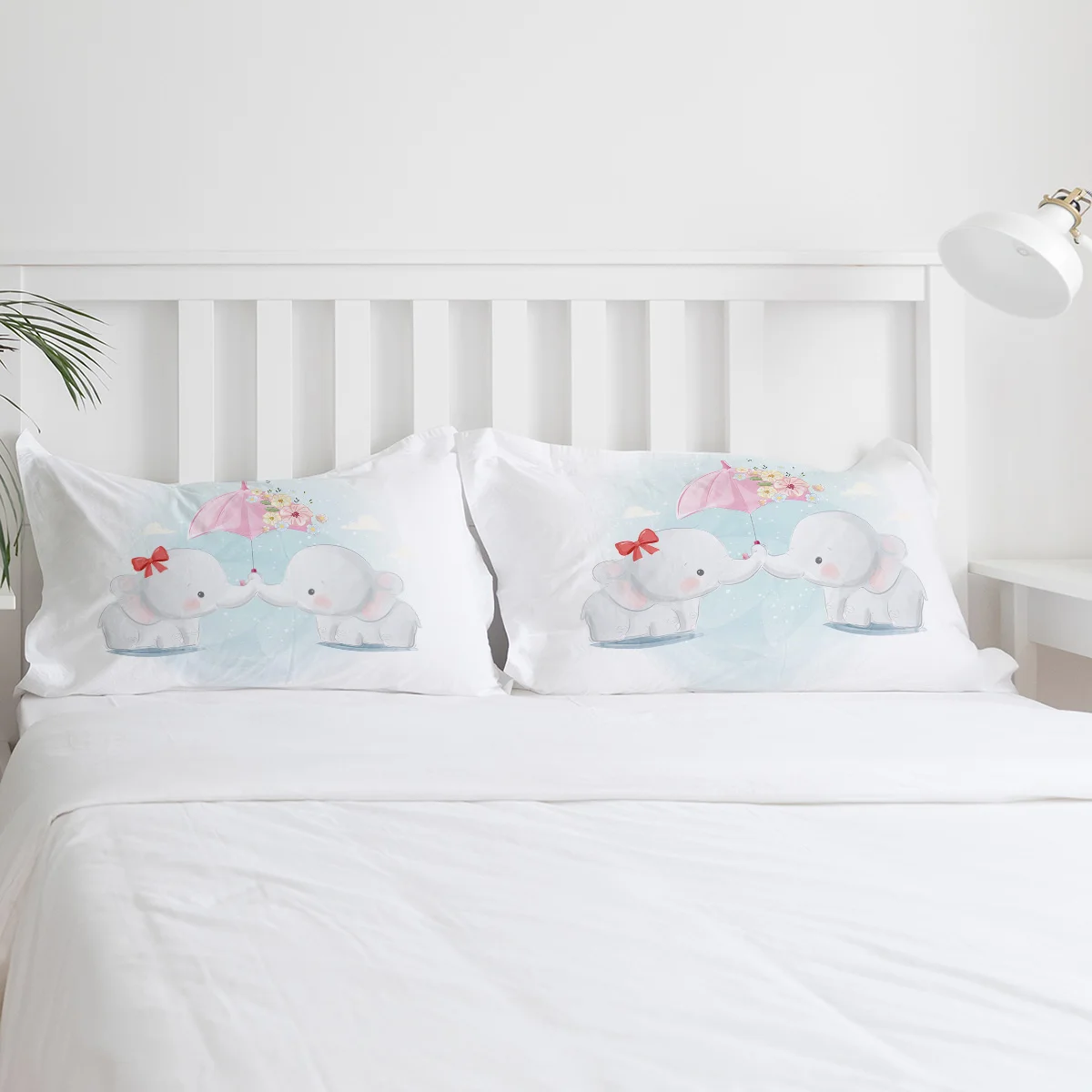 Elephant Umbrella Cartoon Flower Duvet Cover With Pillow Case Custom 3pcs Bedding Set Quilt Cover Double Bed Home Textile