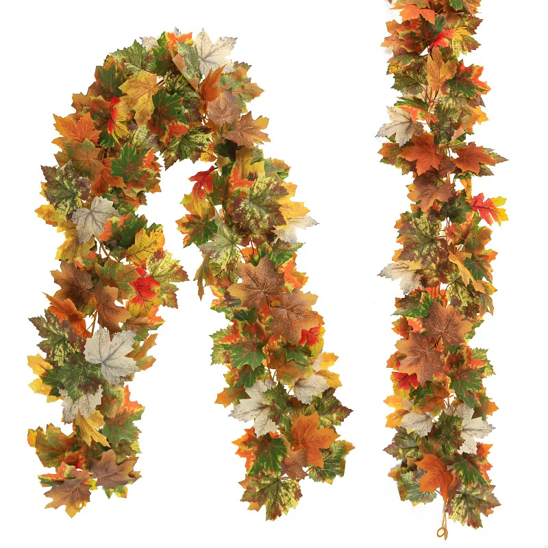 175cm Artificial Maple Hanging Plants Vine Fake Maple Leaves Foliage Ivy Wall Hanging Rattan for Garden Wedding Home Party Decor