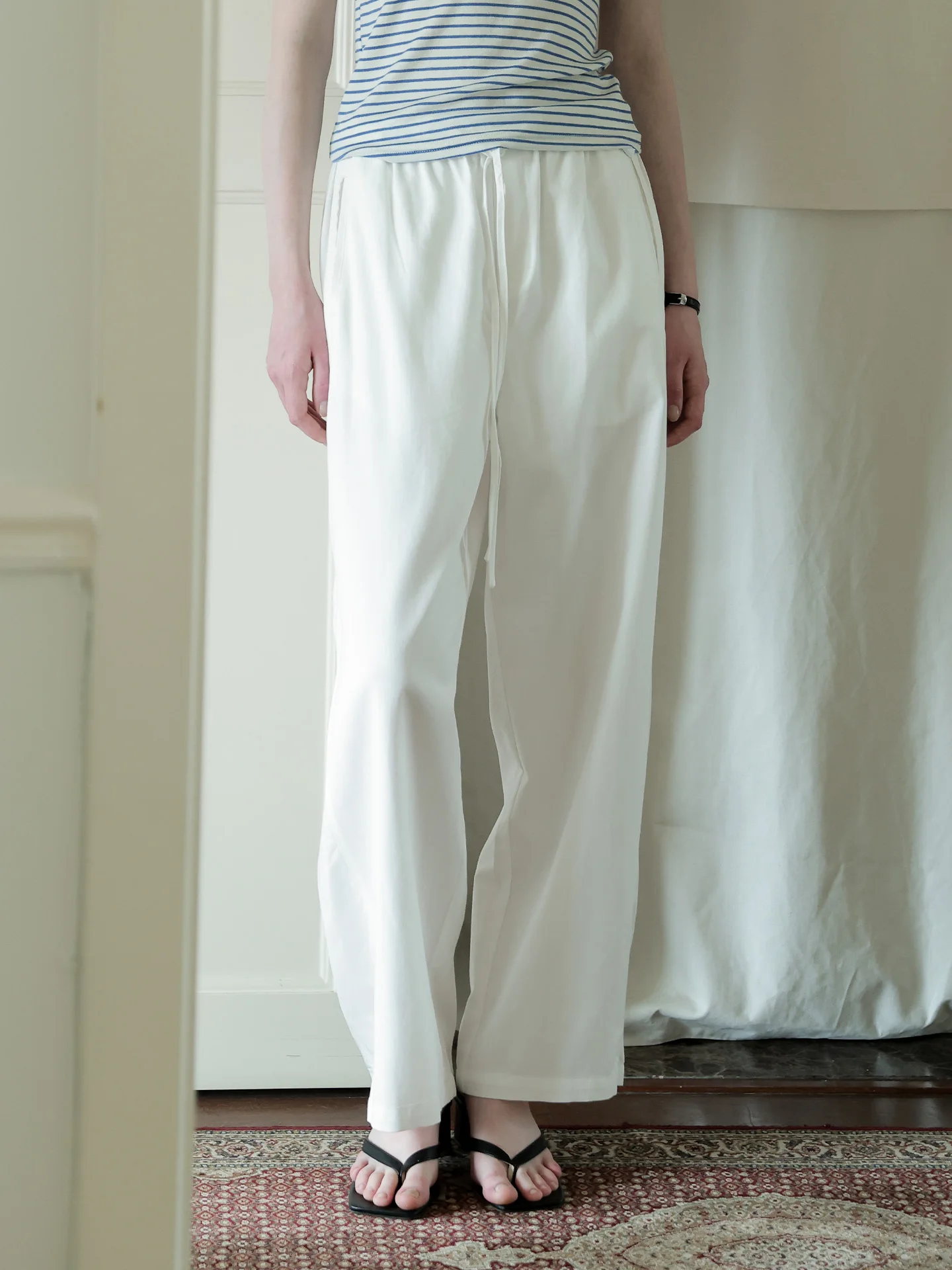 

Spring Summer Women's Loose Straight Leg Casual Pants Silk Cotton Cool Feeling Thin Wide Leg Casual Trousers High Waist