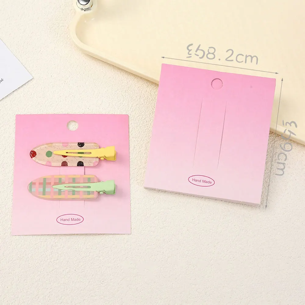 50pcs 8x9cm Gradient Color Packaging Cards Pink Purple Kraft Paper Tag for Hair Accessories DIY Display Cards Retail Tags Labels