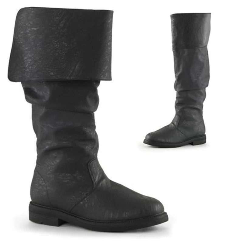 Medieval Men Knight Prince Cosplay Gothic Retro Punk Leather Boots Halloween Carnival Stage Party Props Shoes Elf Vintage Boot