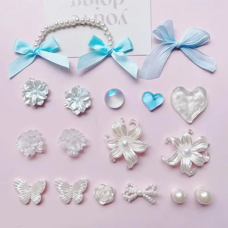 Balletcore Ribbon Bowknot Shoes Charms Set Summer 2026 Korean Style Pearl Chain Clogs Accessories Women DIY Shoes Decorations