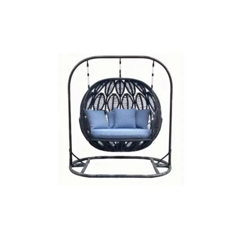 Double Egg Swing Chair Aluminum Frame Handwoven PE Rope Hanging Basket Modern Simple Outdoor Furniture