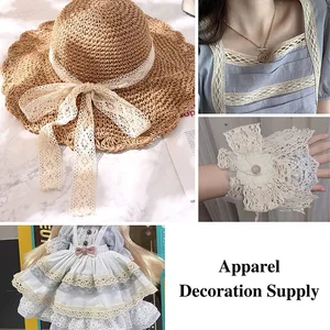 Fita De Guarnição De Renda De Algodão, Guarnição De Costura Bege, Tecido De Renda De Crochê, Artesanato De Festa De Casamento DIY, Decoração De Presente De Natal, 5 m 8 principais vendas tira bordado algodão - №8