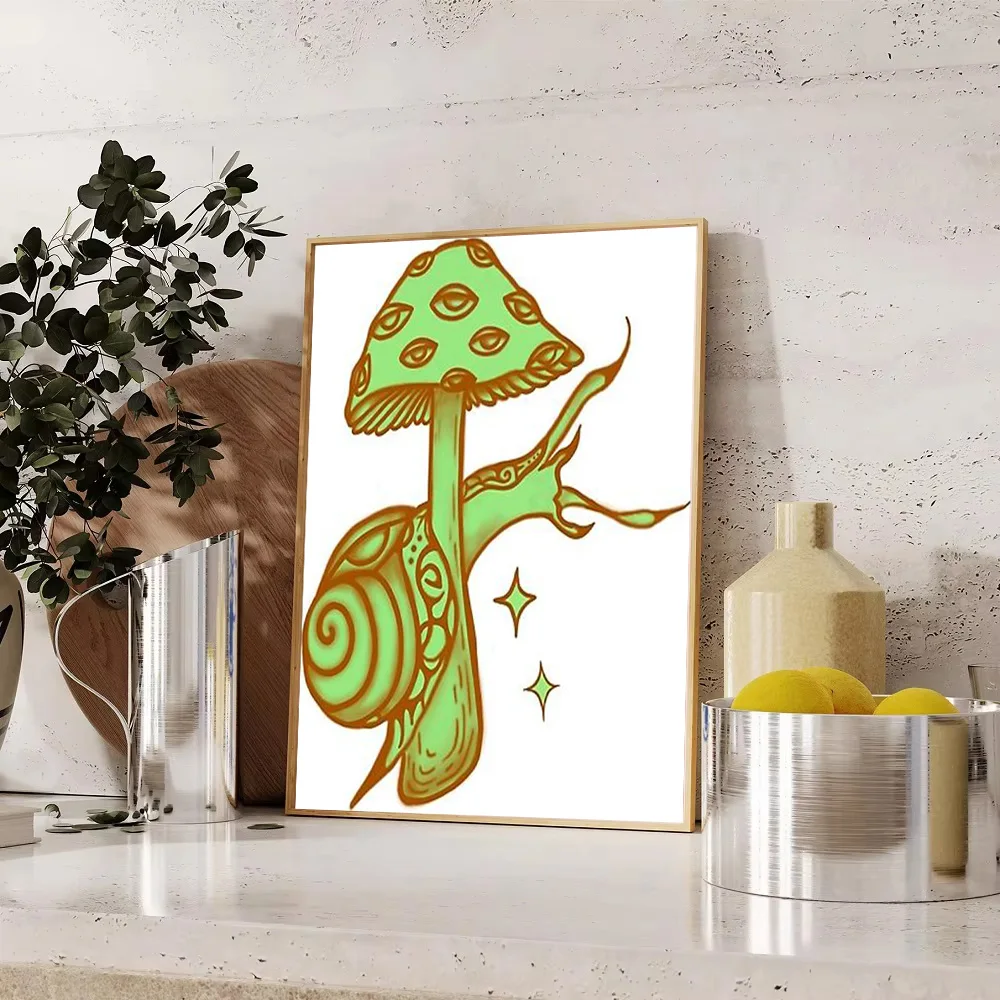 الفطر قماش جدار الفن مخدر ديكور غرفة تريبي الجمالية الطبيعة طباعة Cottagecore المشاعر ديكور المنزل هدية فريدة من نوعها تتجه #1