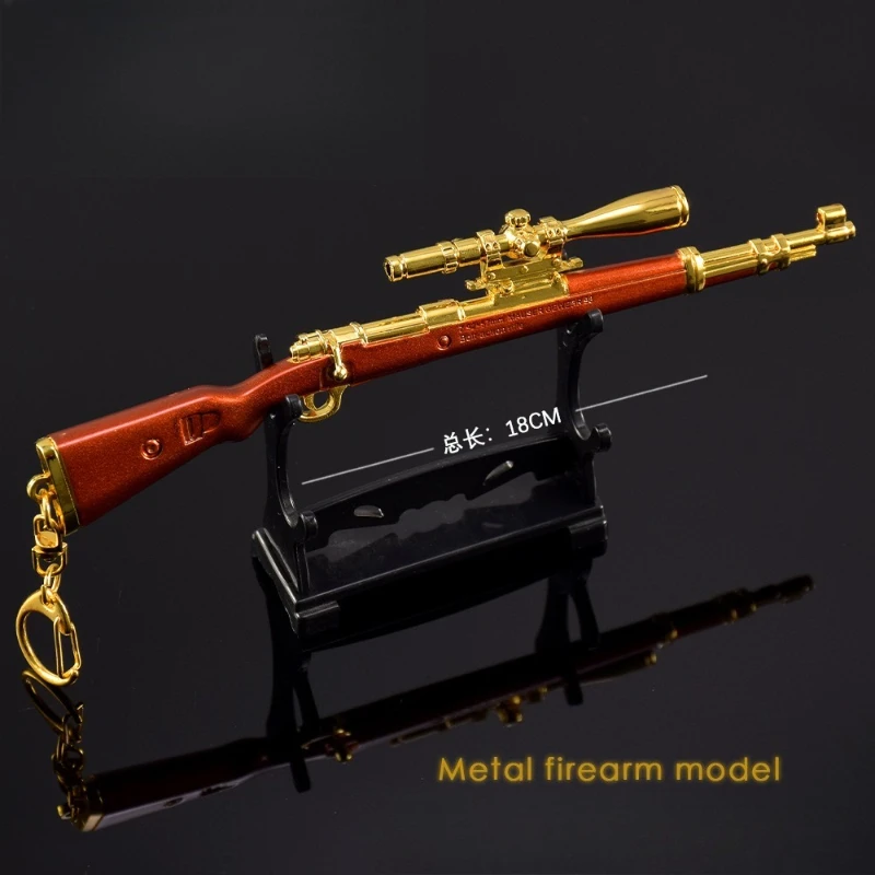 17cm/6.69in cruz 98k edição de ouro chaveiros jogos periféricos armas de brinquedo modelos mochila pingentes metal artesanato ornamentos presente do menino