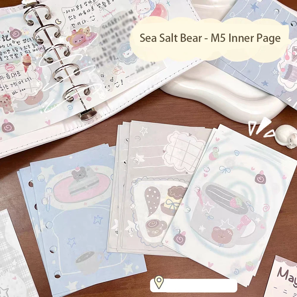 M5 Sea Bear Replacement Core Paper, Weekly and Monthly Plan Cartoon Color Replacement Inner Pages, Loose Leaf Inner Pages