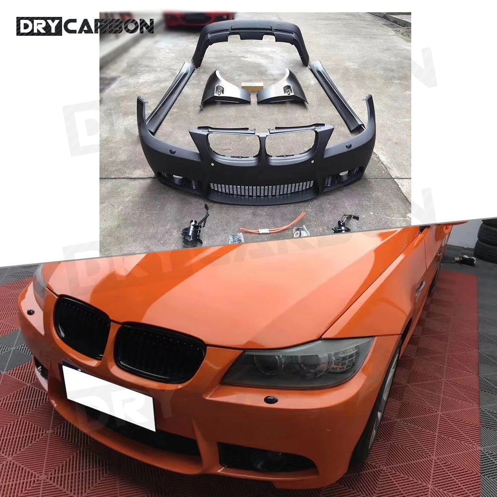 

For BMW 3 Series E90 2004-2011 M Style Body Kit Front Bumper Rear Diffuser Fender Plate Side Skirts PP Unpainted